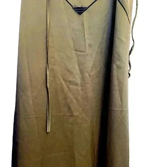 Chani Women's Gold Poly Satin Adj Spaghetti Strap Sun Dress w Silver Triangle Bu - Picture 4 of 14